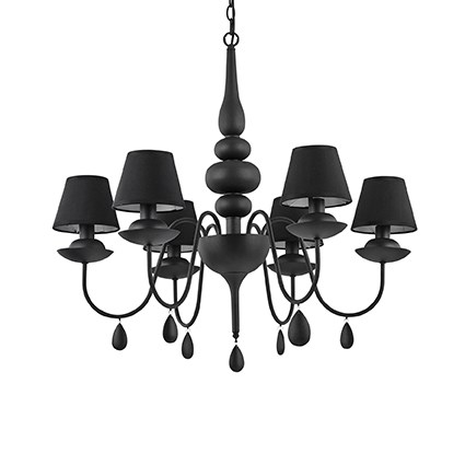 Lustre noir avec abat-jours noirs pour éclairer une chambre à coucher BLANCHE sp6 Noire par Ideal Lux