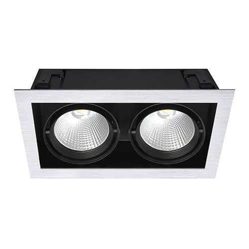 Spot cardan double orientable led 2x26w 4000k/3000k intégrée blanc mat et noir IZA SX par Indigo Lighting