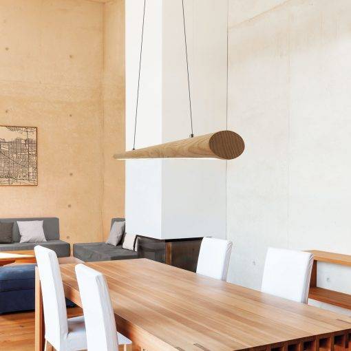 Luminaire en bois suspendu pour éclairer une table de salle à manger , cuisine ou bien comptoir