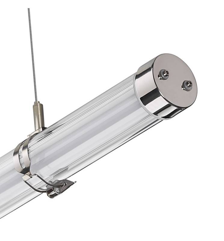 Suspension tubulaire transparente à Led pour éclairer des espaces de travail : Modèle Tube Led 1500mm